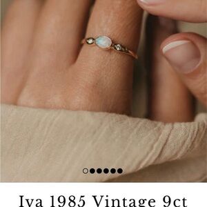 Iva 1985 Vintage 9ct Gold Opal & Diamond Trilogy Ring - Size 9.5 US